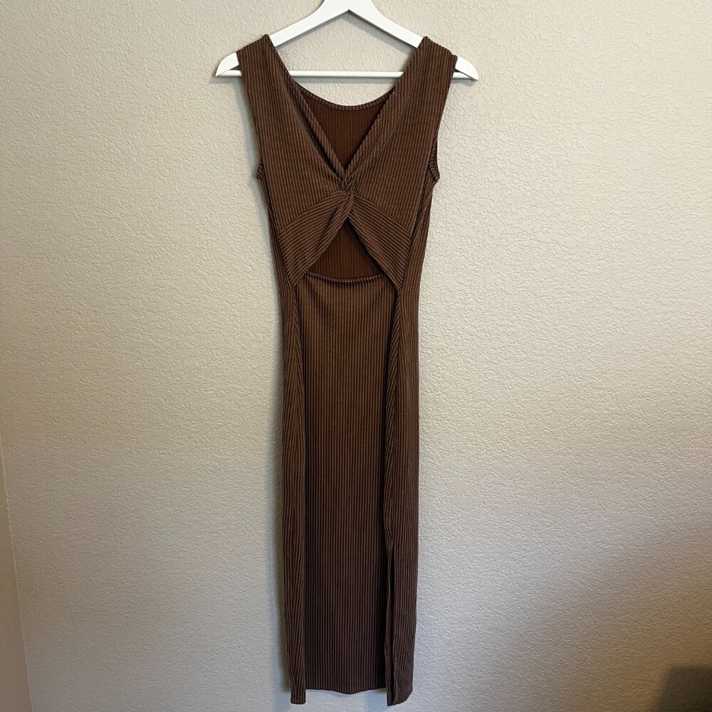 Antistar Brown Maxi Ribbed Dress Women Size S